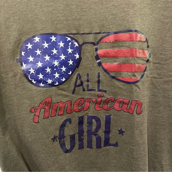 SHEIN Women’s Plus Size All American Girl Olive T-Shirt Vinyl Print Size 2XL - Picture 5 of 13
